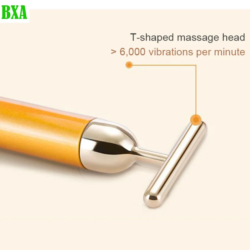 BXA-Barra de belleza eléctrica para adelgazar la cara, masajeador Facial en forma de T, palo dorado, instrumento de belleza eléctrico para estirar la piel, 24K