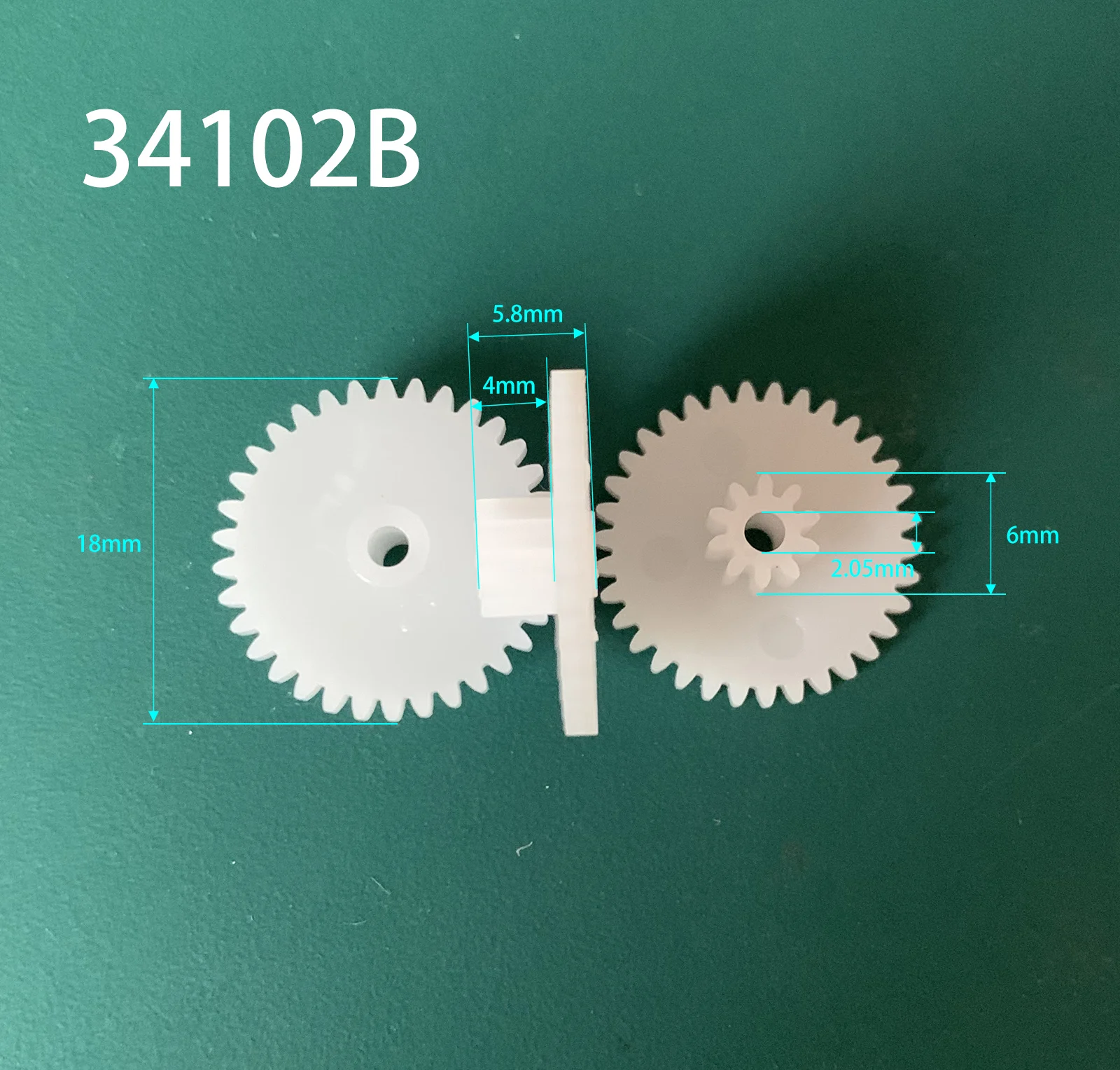 34102A 34102B 34102.5B 0.5M Plastic Spur Gear OD 18mm 34 Teeth + 10 Teeth 2mm Tight Loose Fiting Steampunk Gears 10pcs/lot