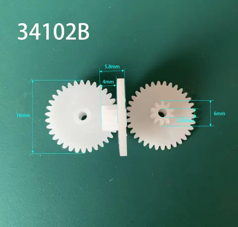 34102A 34102B 34102.5B 0,5 M engranaje recto de plástico OD 18mm 34 dientes + 10 dientes 2mm ajuste suelto apretado engranajes Steampunk 10 unids/lote