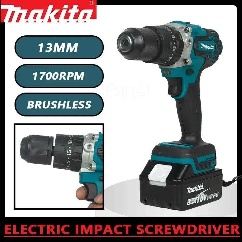 Originální akumulátorový šroubovák Makita DDF487, bezkartáčový elektrický rázový šroubovák, 18V, dobíjecí baterie pro elektrické nářadí Makita - náhled 2