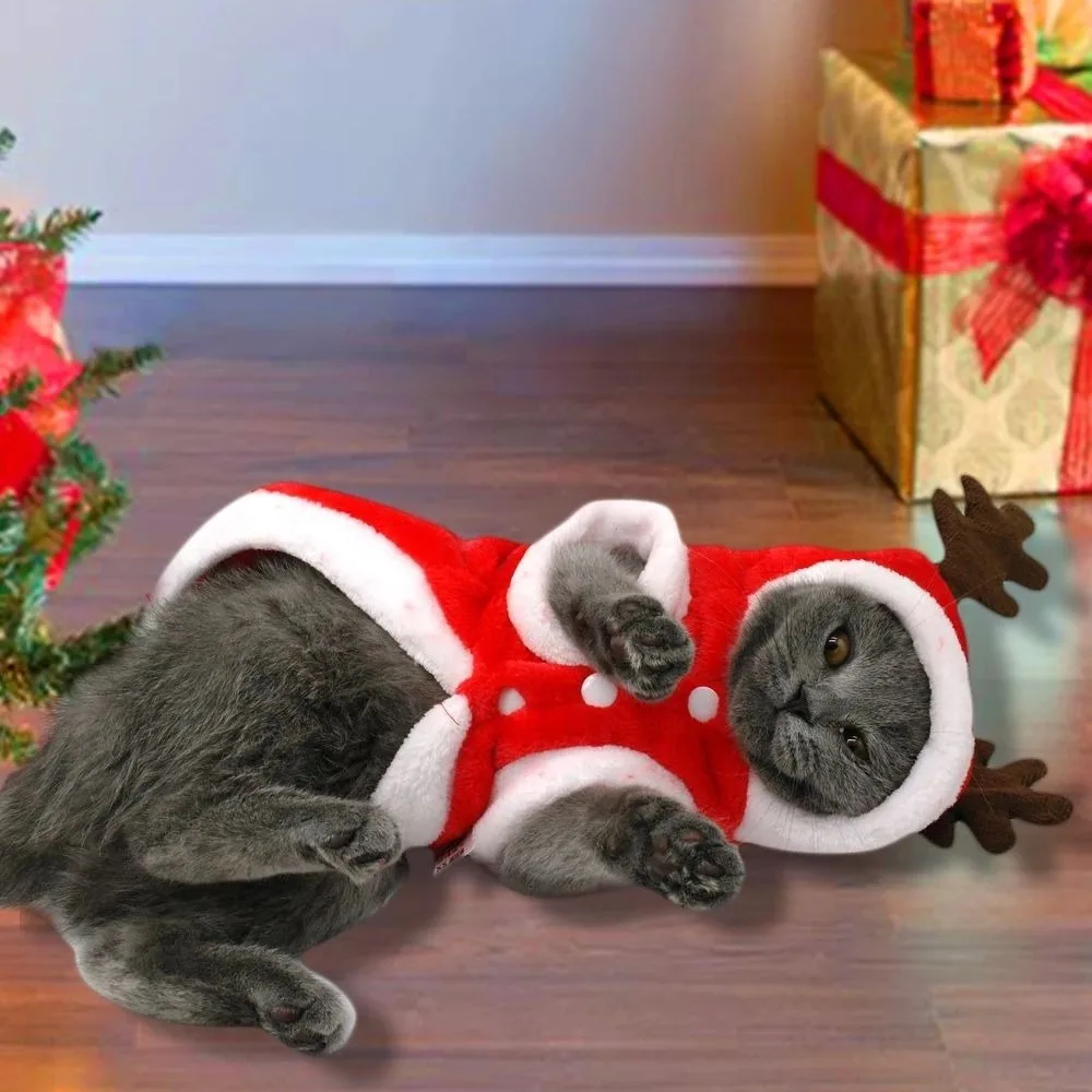 New Fancy Pet Vest Red Cute Pet Clothes Elk Pet Attire Christmas
