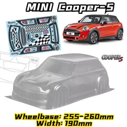 1/10 RC PC obudowa korpusu MINI Cooper S czysta powłoka 190mm szerokość 260mm rozstaw osi dla 1/10 drift na drodze hsp mst d5s