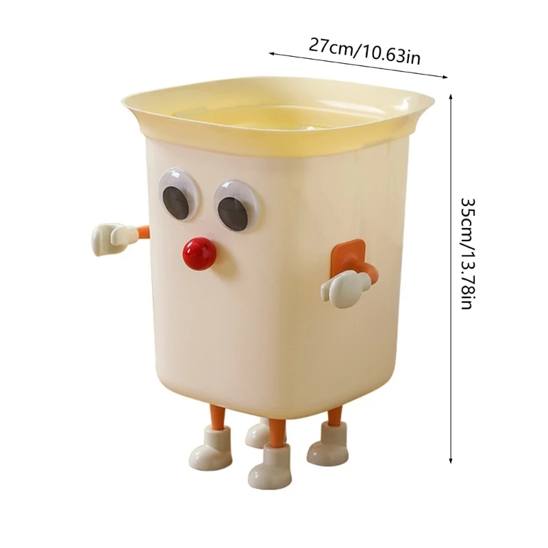 Funny Big Eye Trash Can with Feet Garbage Bin Home Office Rubbish Bin Bathroom