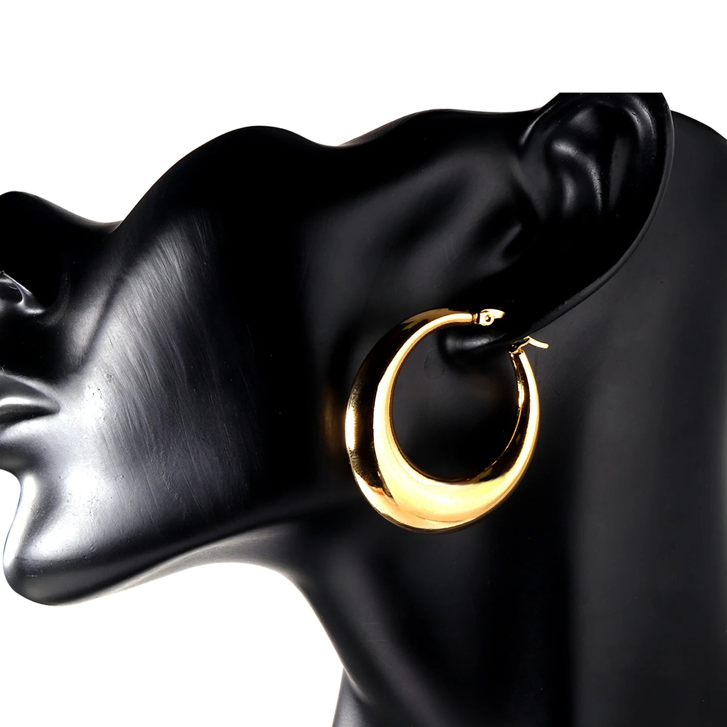 Thick Hoop Earrings Jewelry 316L Round Stainless Steel Hypoallergenic Fashion Gold Color Earring for Women/Girls Gift Jewellery
