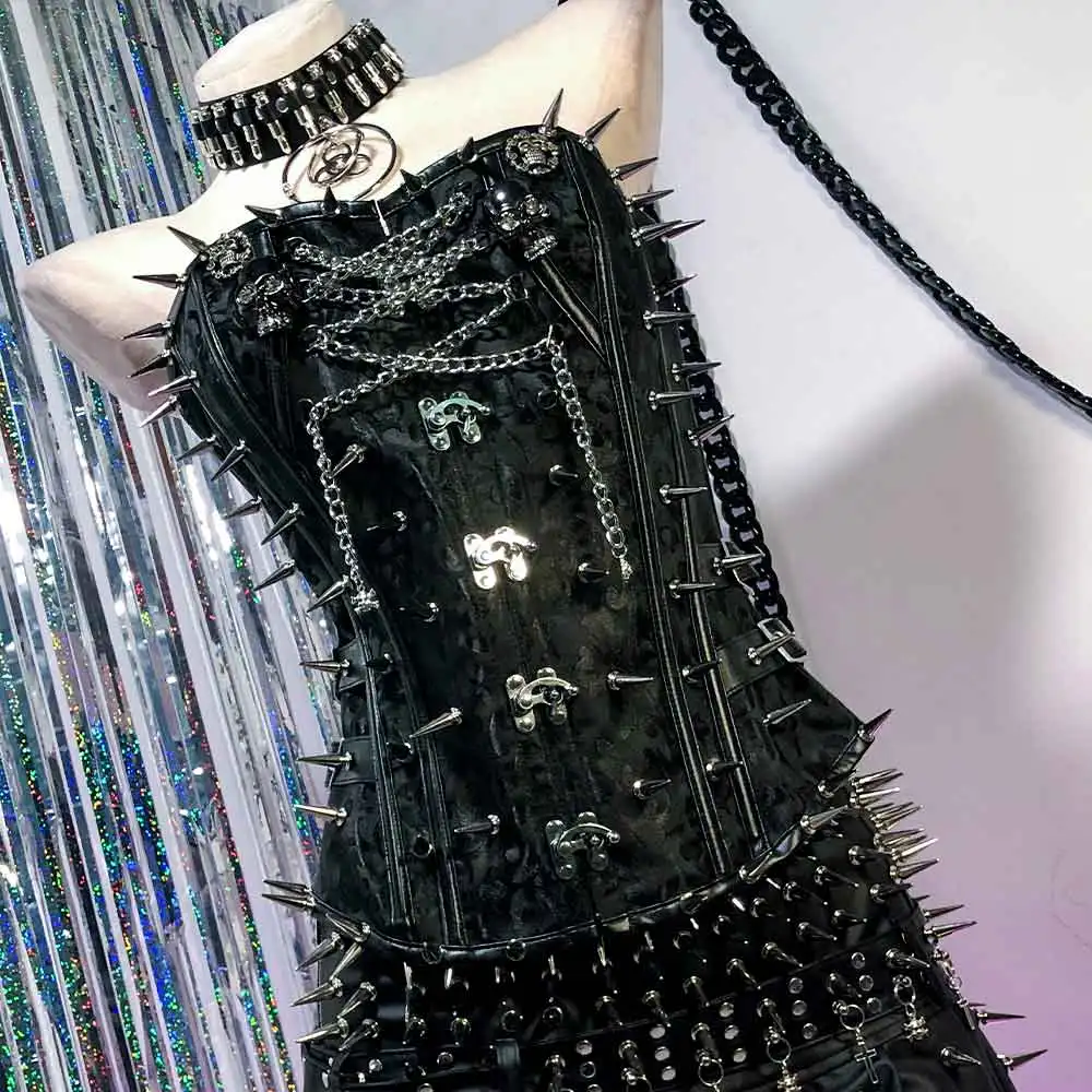 

90s Eco Y2K Vegan Leather TOPS Kawaii Harajuku Goth Teen Grunge DIY Emo Gothic E-Girls Hand Made Punk Rock Studded Club Wear