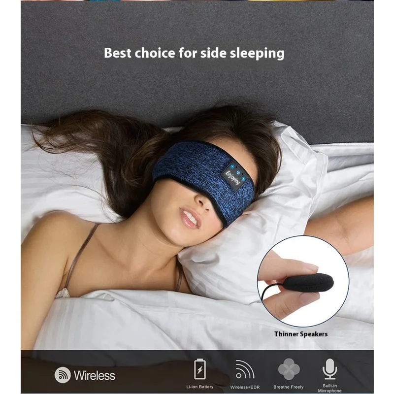  عصابة رأس رياضية بلوتوث لاسلكية، سماعات رأس مدمجة قابلة للإزالة وقابلة للغسل، قناع نوم متعدد الوظائف، غطاء عين موسيقي للجري #4