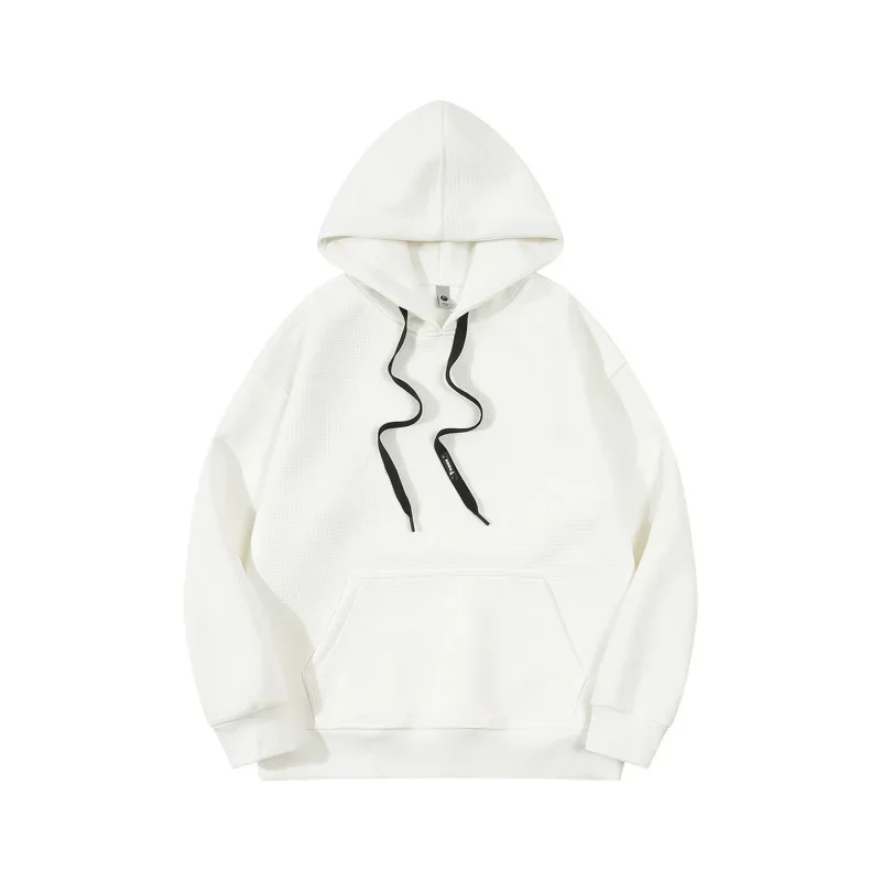 American solid color hoodie, waffle style men's and women's clothing, autumn and winter couple sports, outdoor hooded sweatshirt