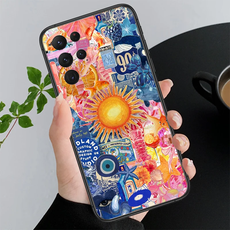 Ocaen شاطئ الليمون FlowerCase لسامسونج غالاكسي A55 A16 A56 A36 A23 A35 A15 A53 A54 A33 A34 A25 A05S A52 A52S A14 A13 A71 #3