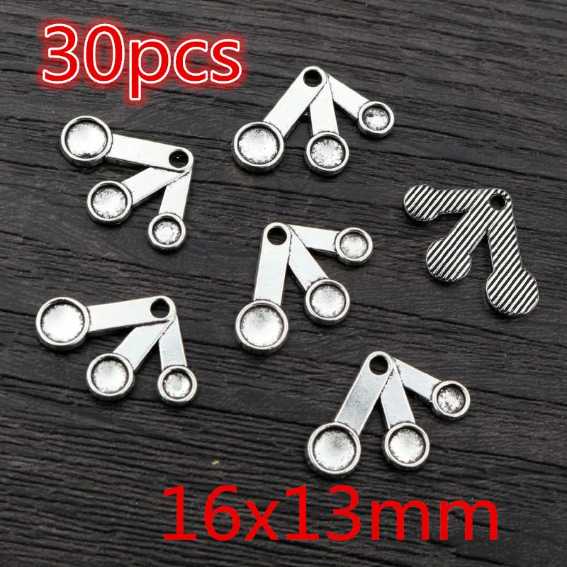 30pcs Antique Silver Plated Measuring Cup Compass Chrams Metal Alloy Pendant DIY Charms DIY Jewelry Making Findings view 4