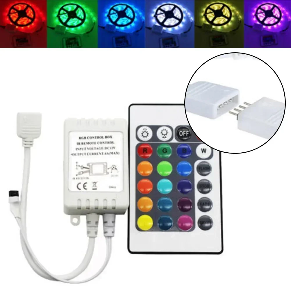 Tira de luces LED RGB, caja de Control y mando a distancia IR de 24 teclas para 12V 3528 5050, mando a distancia CR2025, piezas de luz para el hogar