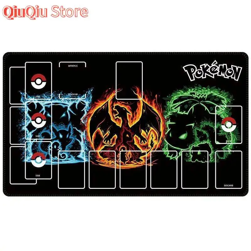 

Diy Ptcg Pokemon Card Mat Пикачу Бульбазавр Сквиртл Чармандер Аниме Утолщенный резиновый игровой коврик Мультяшный боевой коврик Рождественский подарок