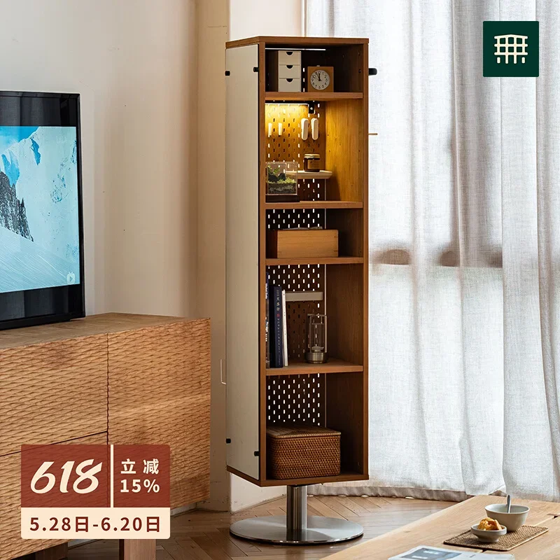 All rotating bookshelves Solid wood dressing full-body mirror 360 degrees