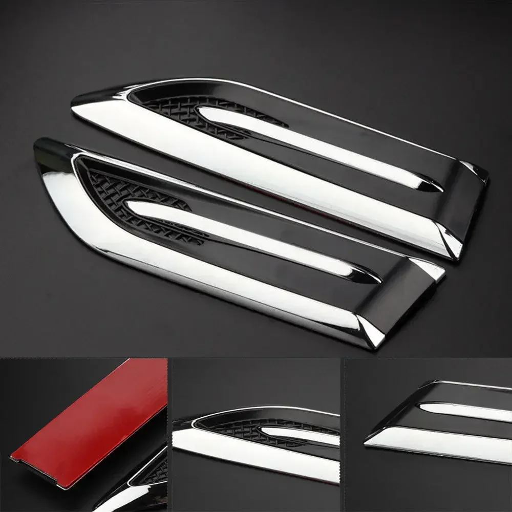 

6pcs 19x5cm Car Air Flow Stickers Kit Plating ABS Plastic Side Vent 3D Decal Decoration Simulation Auto Replacement Parts