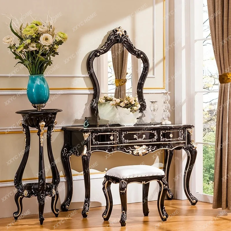 SLDresser bedroom neoclassical ebony  luxury solid wood makeup table