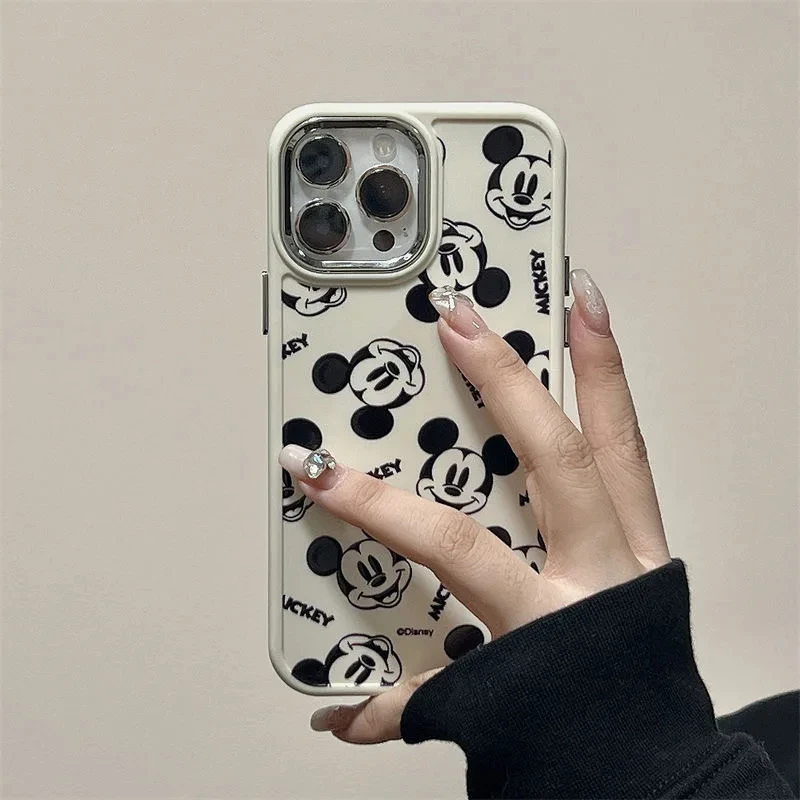 Disney Mickey Minnie Mouse Full Screen Phone Case For iPhone 15 14 13 12 16 Pro Max 7 8 Plus XR XS MAX Y2K Anti Fall Cute Cover