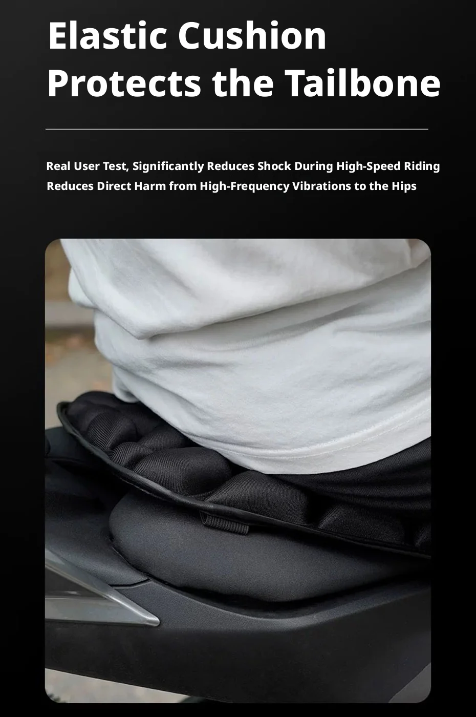 BLALION Universelles 3D-Motorrad-Sitzkissen, atmungsaktiver EVA-Schaumstoff, stoßdämpfender Sitzbezug, Entlastung für Motorräder, Elektrofahrräder – Detail 6