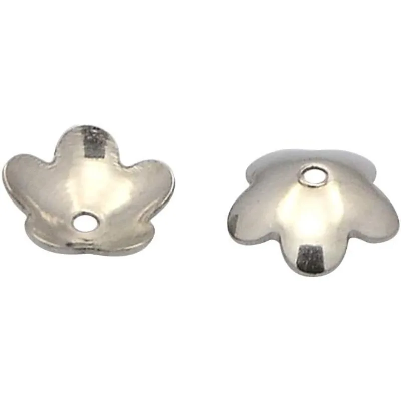 

100pcs 6mm Flower Beads Spacer Petal Bead Caps 304 Stainless Steel Bead Caps for Jewelry Making- Stainless Steel Color