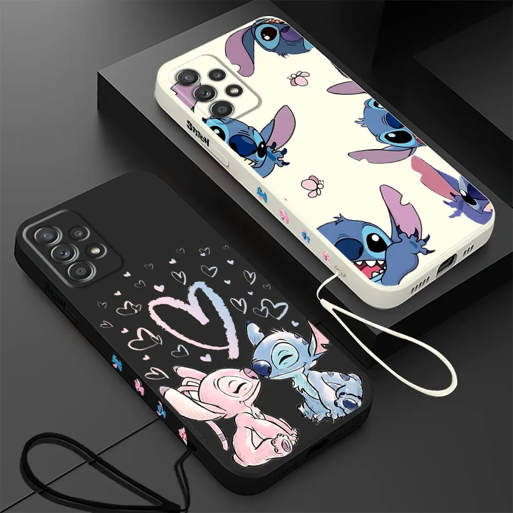 

Silicone Case for Samsung Galaxy A72 A52 A25 A24 A13 A32 A12 A34 A22 A23 A11 A42 A21s A54 A53 A33 A73 Disney Stitch Angle Cover