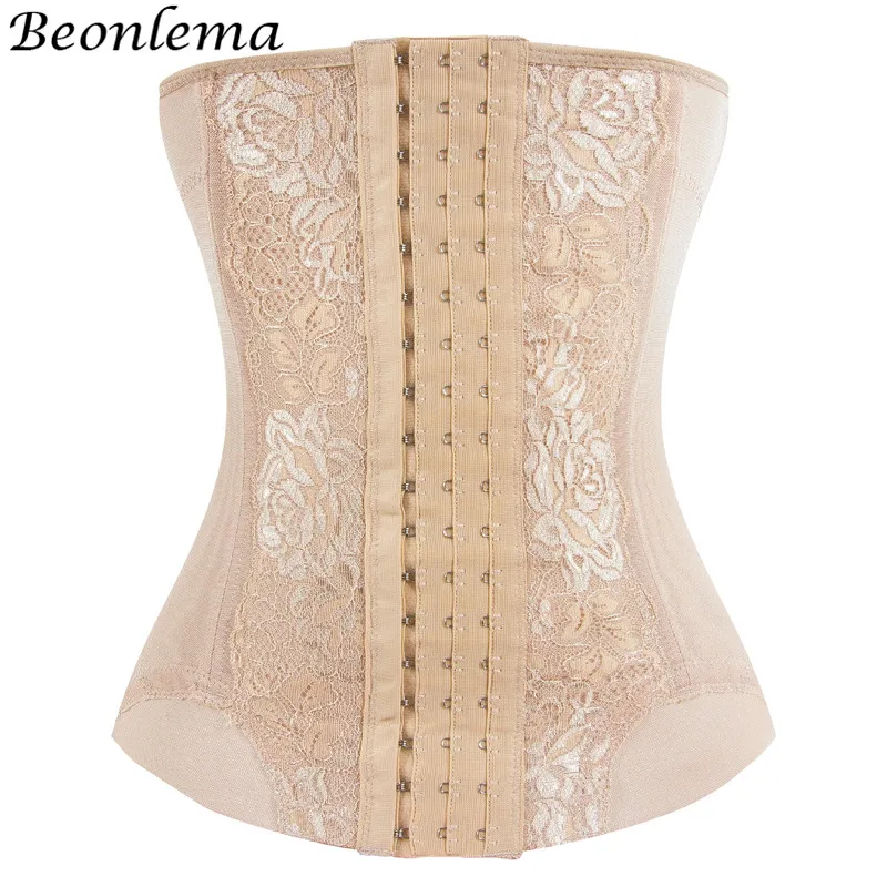 Mesh Embroidered Breathable Girdle Waist Trainer Body Shaper Women Slimming Belt  With Hooks Steel Bone Corset Modeling Strap