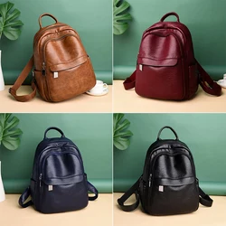 Women Multifunction Vintage Backpacks Female Back Pack Large Capacity Shoulder Bag Ladies PU Leather Travel Backpack
