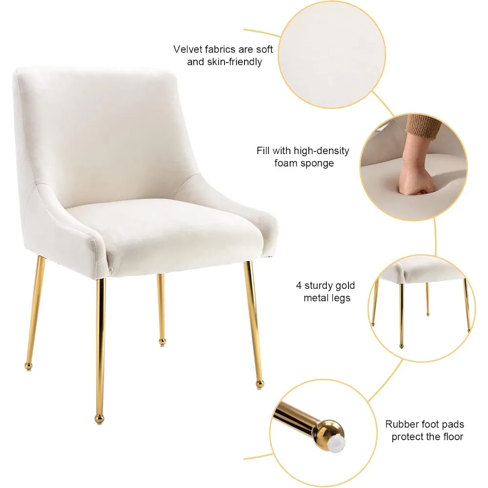 Bársoly dining Szék beállítása bel 4, Dohosodik upholstered Akcentus dining szoba Szék vel Arany legs Domboldal fotel, dining Szék