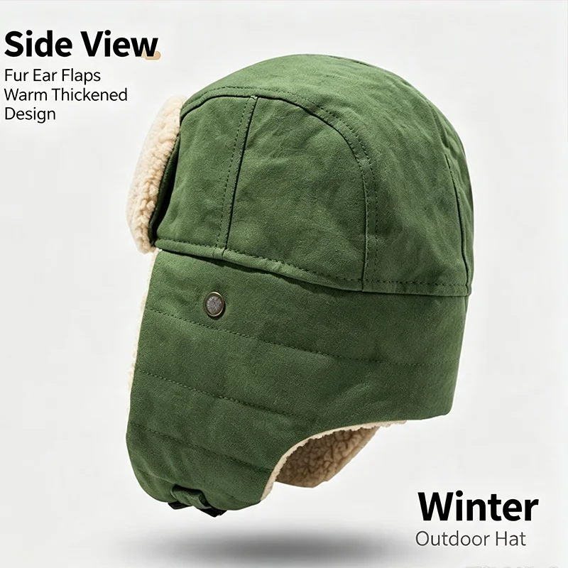 Winter Trapper Hat Plush Ear Flap Ushanka Hat Warm Bomber Cap Windproof Skiing Snow Hat Men Women Thermal Aviator Gorras