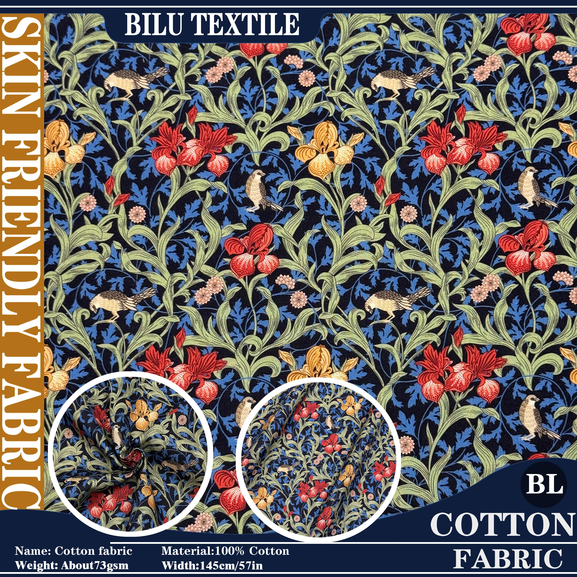 

1/5 м 100% хлопок, цифровая печать, 80-е годы, Уильям Моррис, цветы, как свобода, ткань, ручная работа, сделай сам, кукольная одежда, платье, дизайн ткани