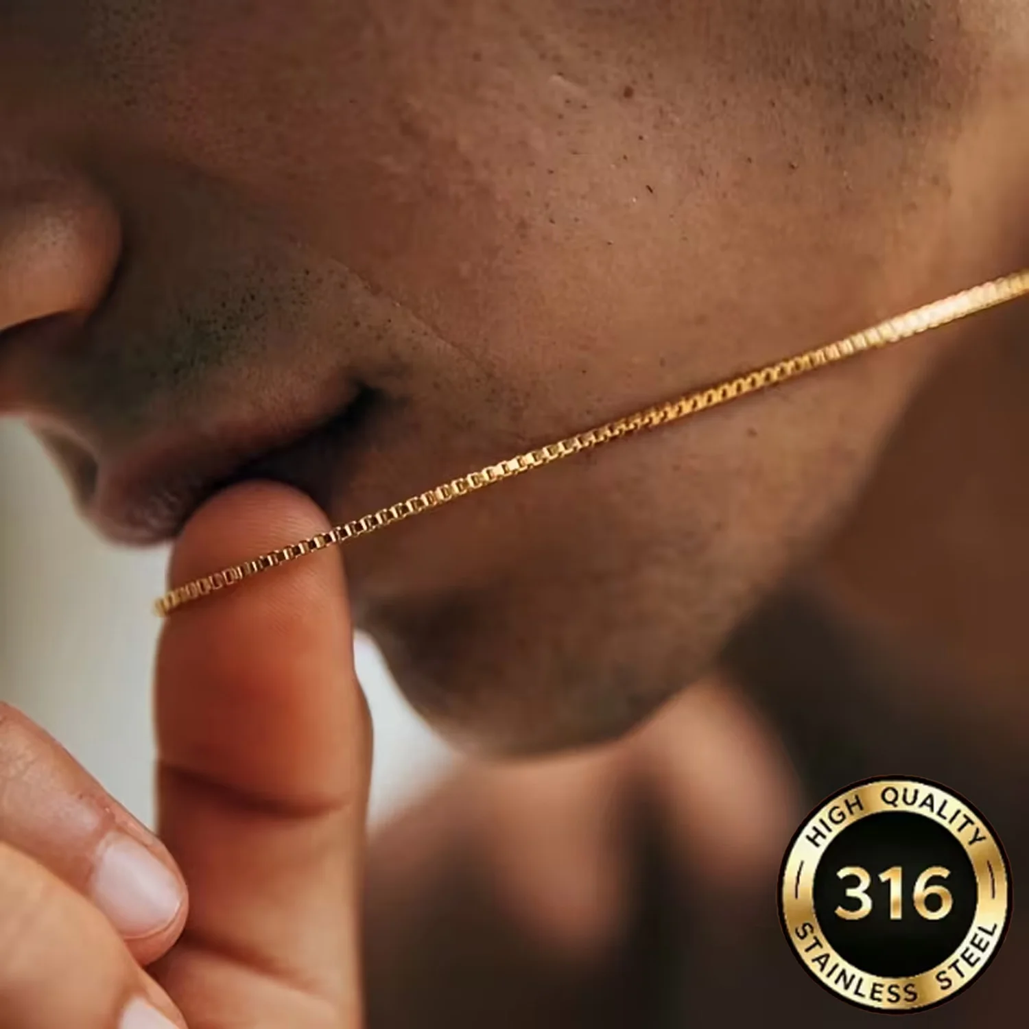 1PC 18k Gold-Plated 2mm Classic Box Chain 316L Stainless Steel DIY Jewelry Accessory for Everyday Wear And Gift