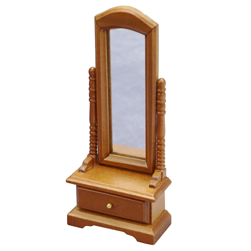 Vanity Mirror Solid Wood Model Vintage Ornaments Household Decor Birch Mini Adornment