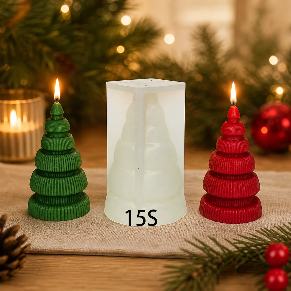 DIY Christmas Tree Silicone Mold Christmas Decoration Scented Candle Soap Resin Mold Handmade 3D Xmas Tree Crafts Making Molds