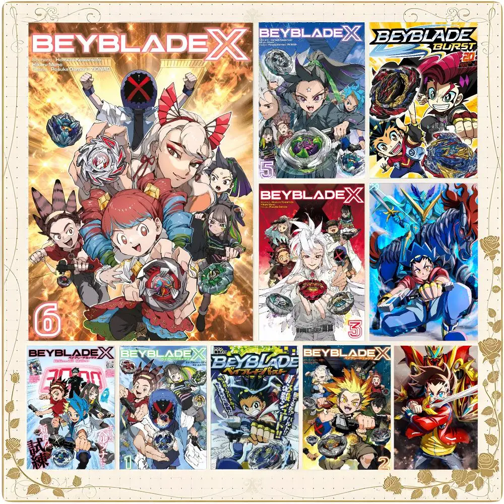 Energetic Competitive Anime B-Beyblade Burst Poster Framed Wall Art Painting for Living Room Interior Decor and Gift Options