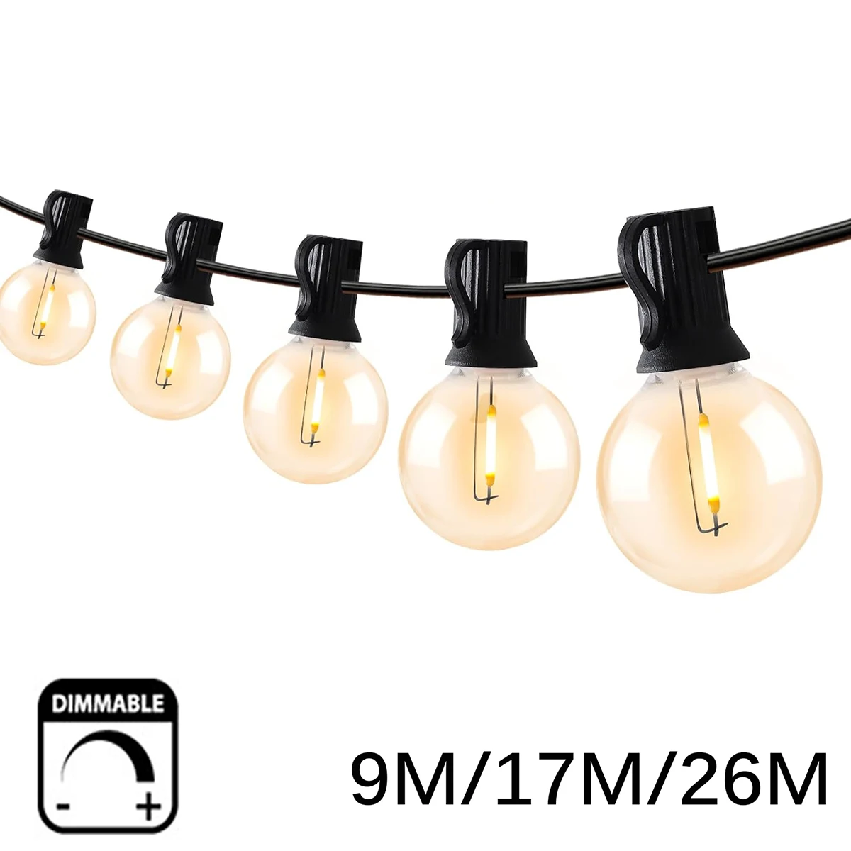 Zewnętrzne łańcuchy świetlne LED G40 możliwość przyciemniania girlanda na przyjęcie żarówki kuliste lampa sznurkowa na patio uliczne ogród przydomowy dekoracja kempingowa