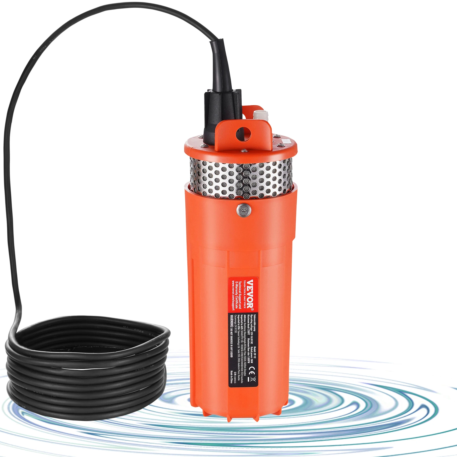 VEVOR Solar Water Pump 12V DC Submersible Deep Well Pump Max Flow 1.6 / 3.2 / 9.25 / 8.4 GPM for Well, Farm Ranch Irrigation