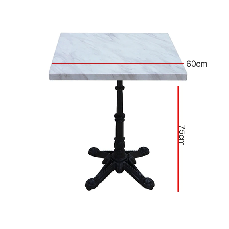 

Commercial Use Marble Restaurant Cafe Table Square Italian Marble Top Metal Base Dining Table for Restaurant