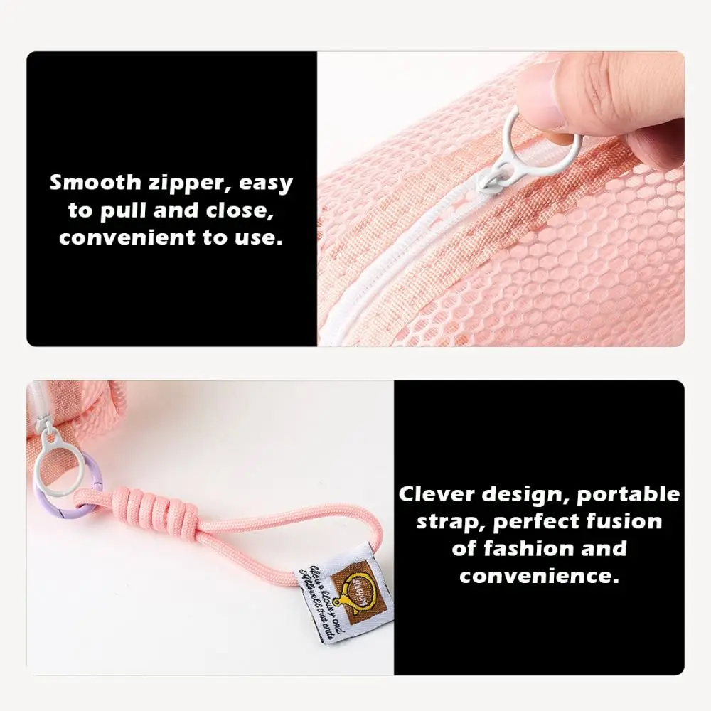 New Mesh Mesh Storage Bag Dopamine Color Handheld Coin Purse Large Capacity Organizer Cosmetic Bag