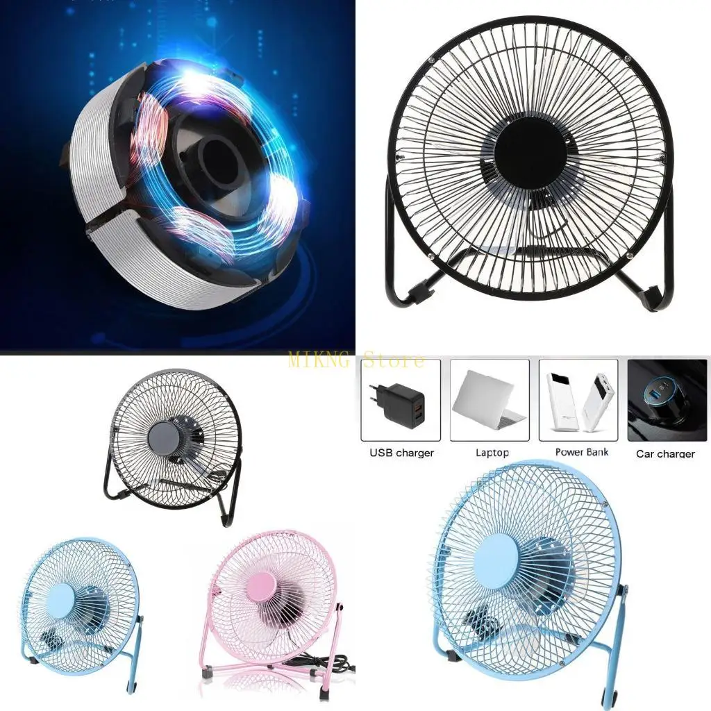Ventilador portátil verano Ventilador escritorio USB Mini Rotación enfriador aire Ángulo ajustable para oficina