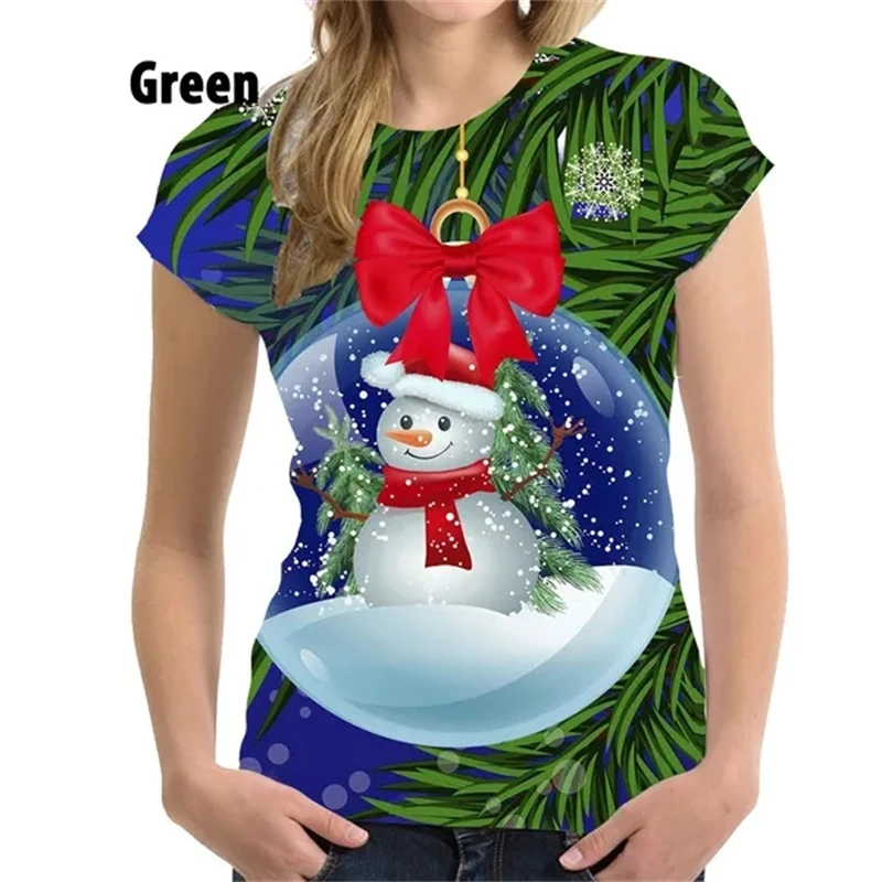 Women Christmas Clothing XS-4XL Christmas Hot Sale 3D T-shirt Christmas Tree Printing Short Sleeve Cool Fashion T Shirts Female