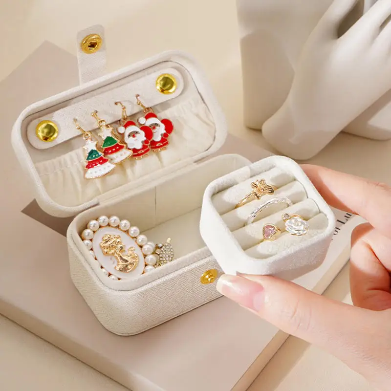 

Creative PU Leather Jewelry Storage Box Mini Solid Color Ring Necklace Case Packing Organizer Jewelry Display Case Container