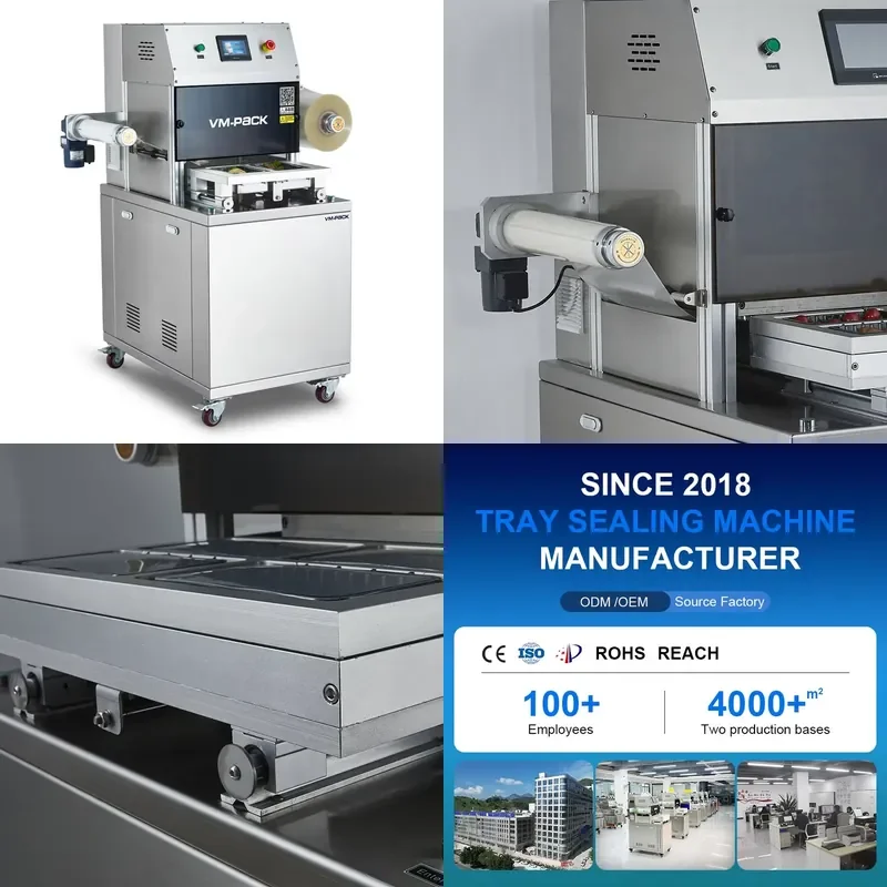 2026 Modified Atmosphere Packaging Atomatic Pneumatic Fast Food Fruit Meat Tray Bowl Box Film Roller Packaging Machine