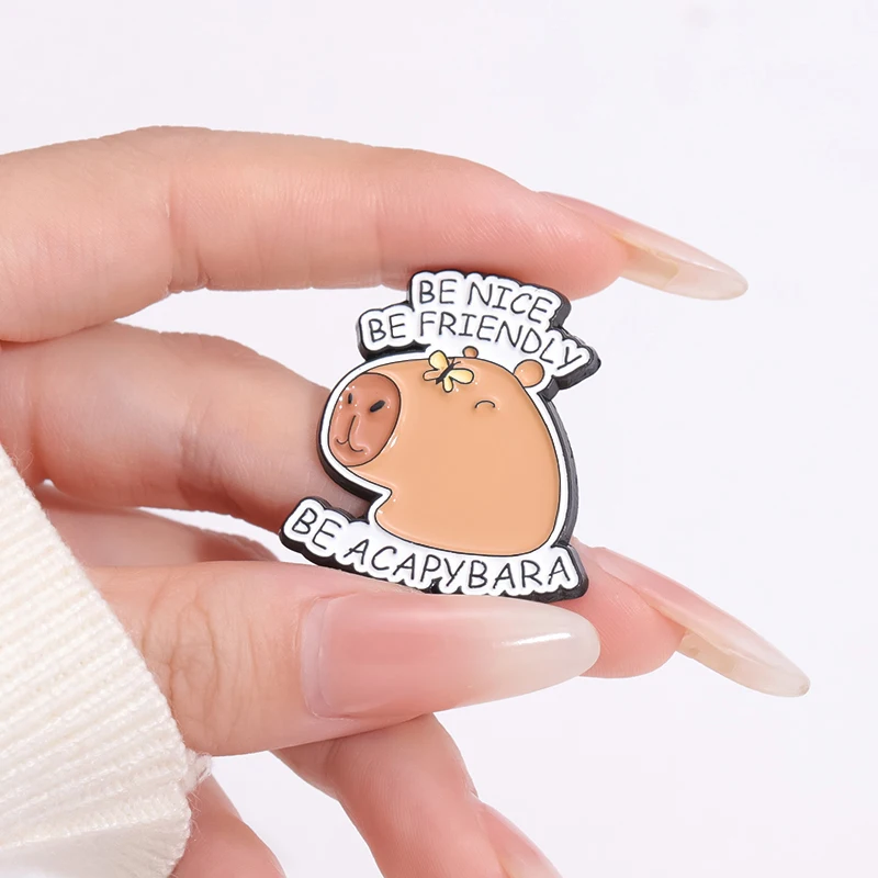 Capybara Hippo Enamel Pins Custom Cute Funny Hippopotamus Brooches Lapel Badges Cartoon Animal Jewelry Gift for Kids Friends