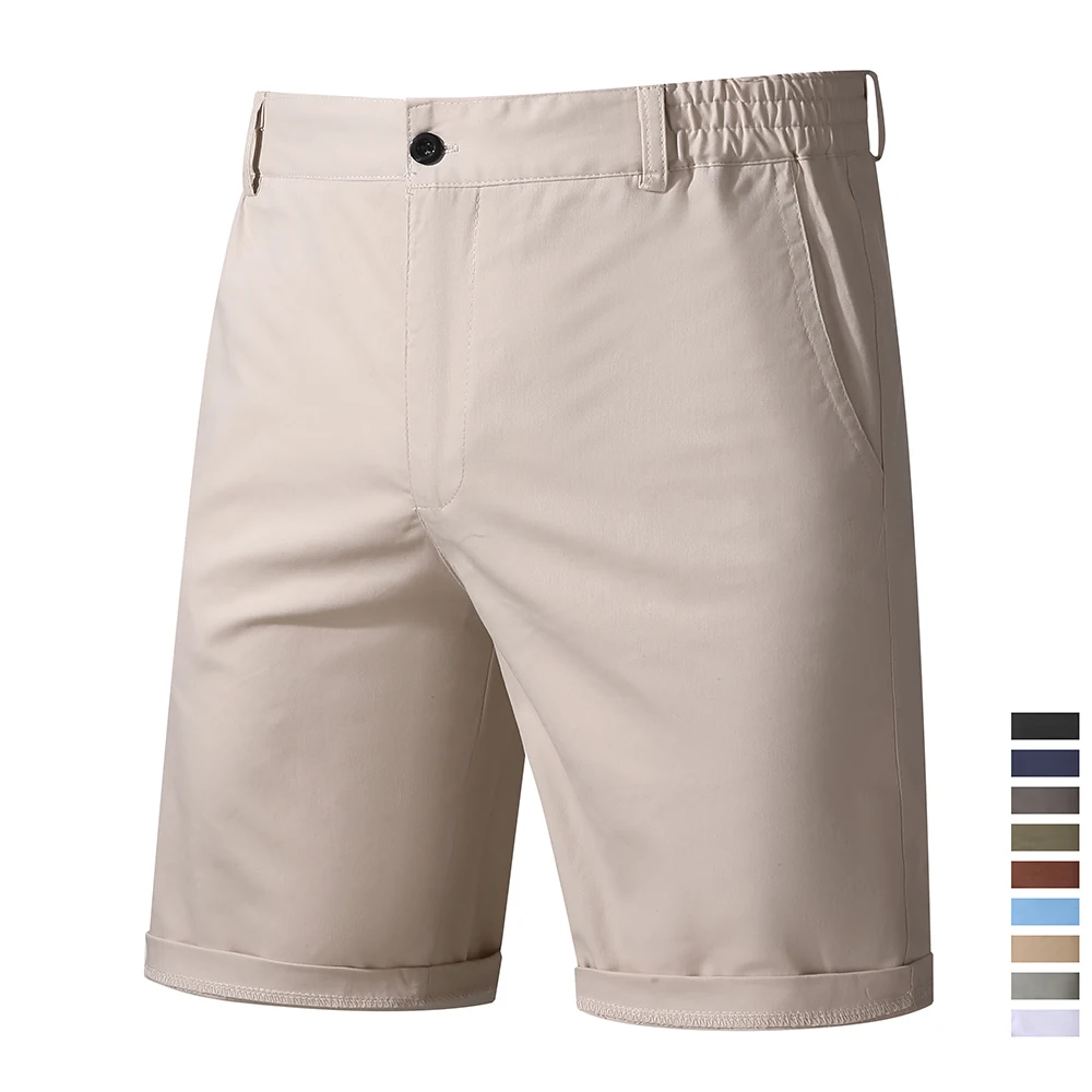 100% Baumwolle Herren-Shorts Sommer Einfarbig Hochwertige Shorts Gesellschaftliche Strand-Shorts Lässige Mode Business Kurze Hose für Männer – Detail 2