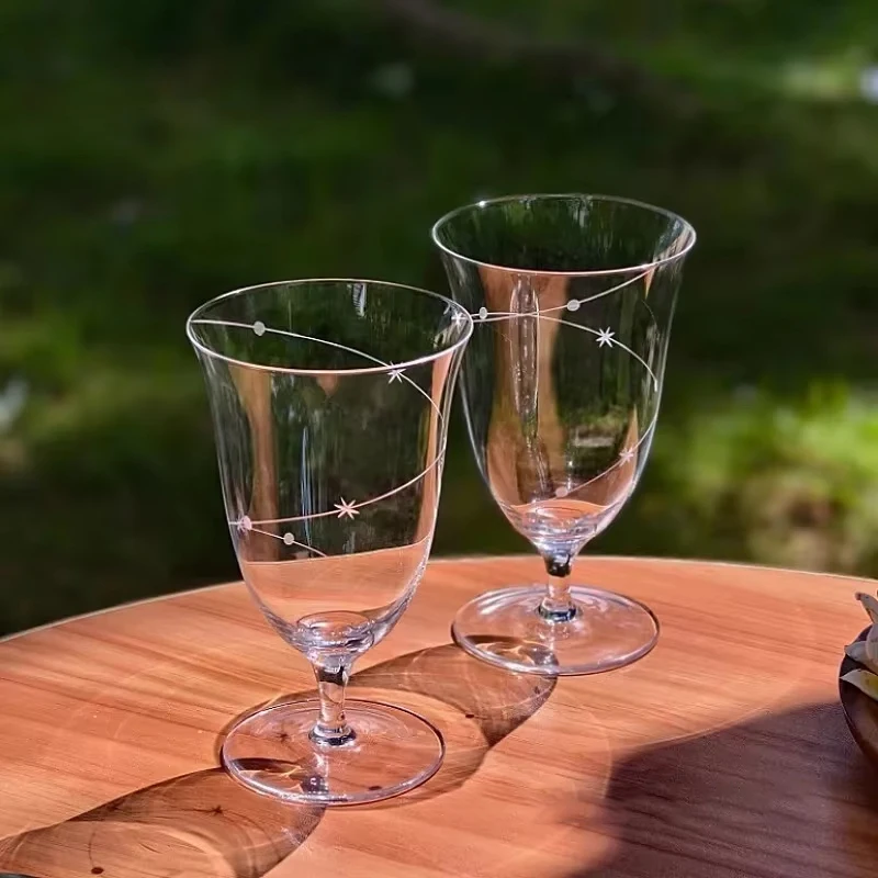 

Japanese Retro Brandy Snifter Ultrathin Red Wine Goblet Carving Star Trails Liqueur Glass Light Luxury Aperitif Glasses Fizz Cup