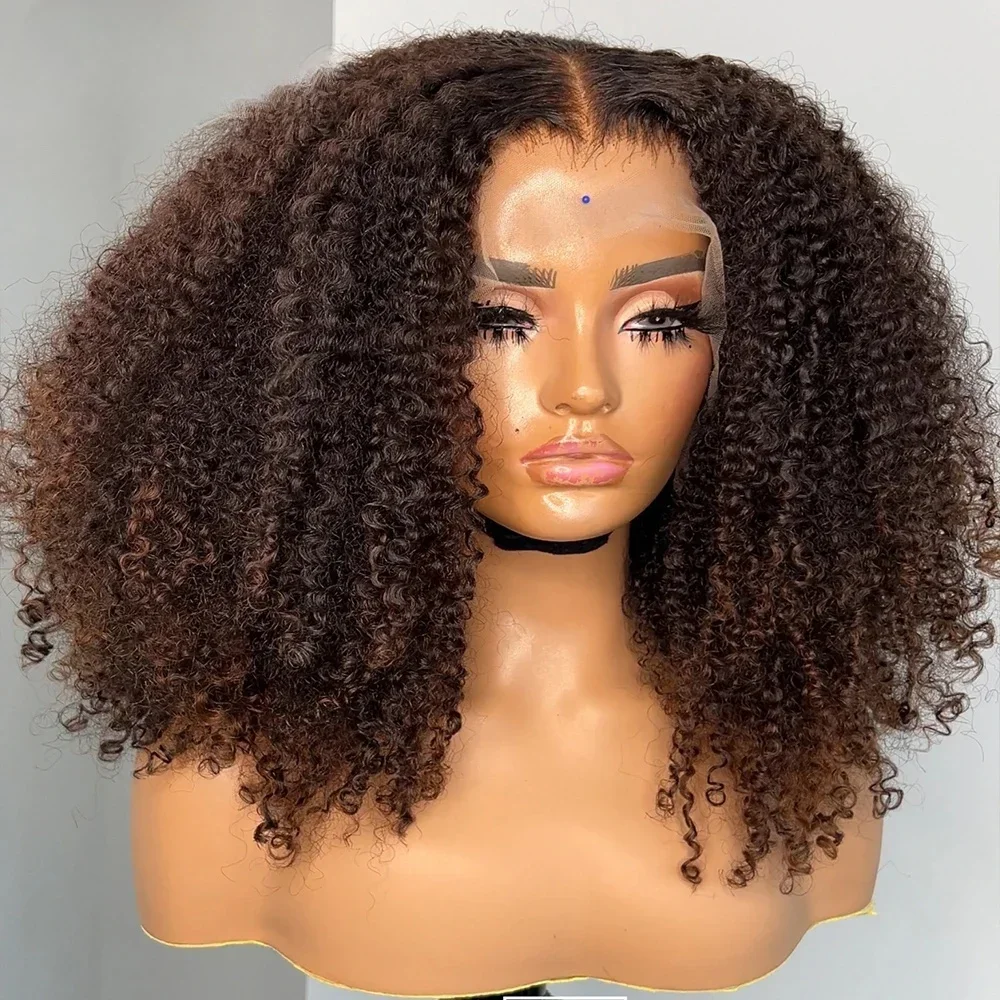 

Натуральная линия волос, плотность 180, темно-коричневый, 26 дюймов, длинный, курчавый, вьющийся парик спереди для женщин, детские волосы, бесклеевые, предварительно выщипанные, термостойкие