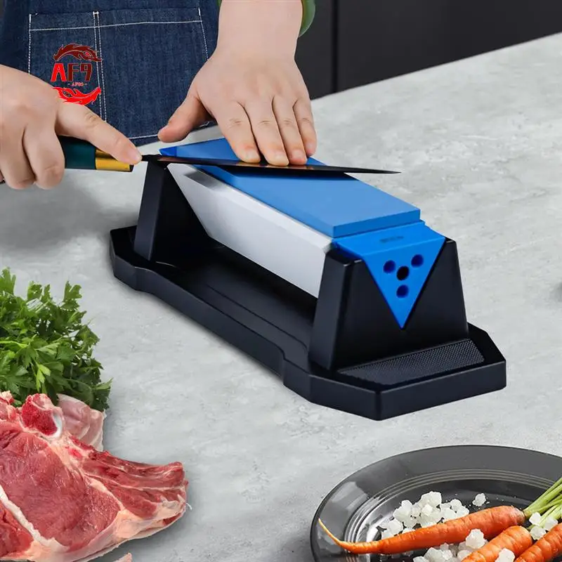 

AF90-Grade Knife Sharpening Stone Kit, 3-Sided Grit 400/1000/3000, Kitchen Knifes Sharpener With Precision Angle Guide