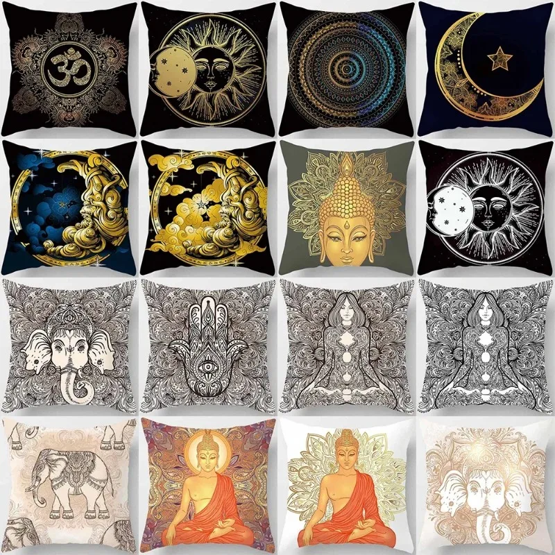 

Mandala Mysterious Retro Religious Yoga Symbol Pillowcase Home Decoration Cojines Decorativos Para Sofá Poduszka