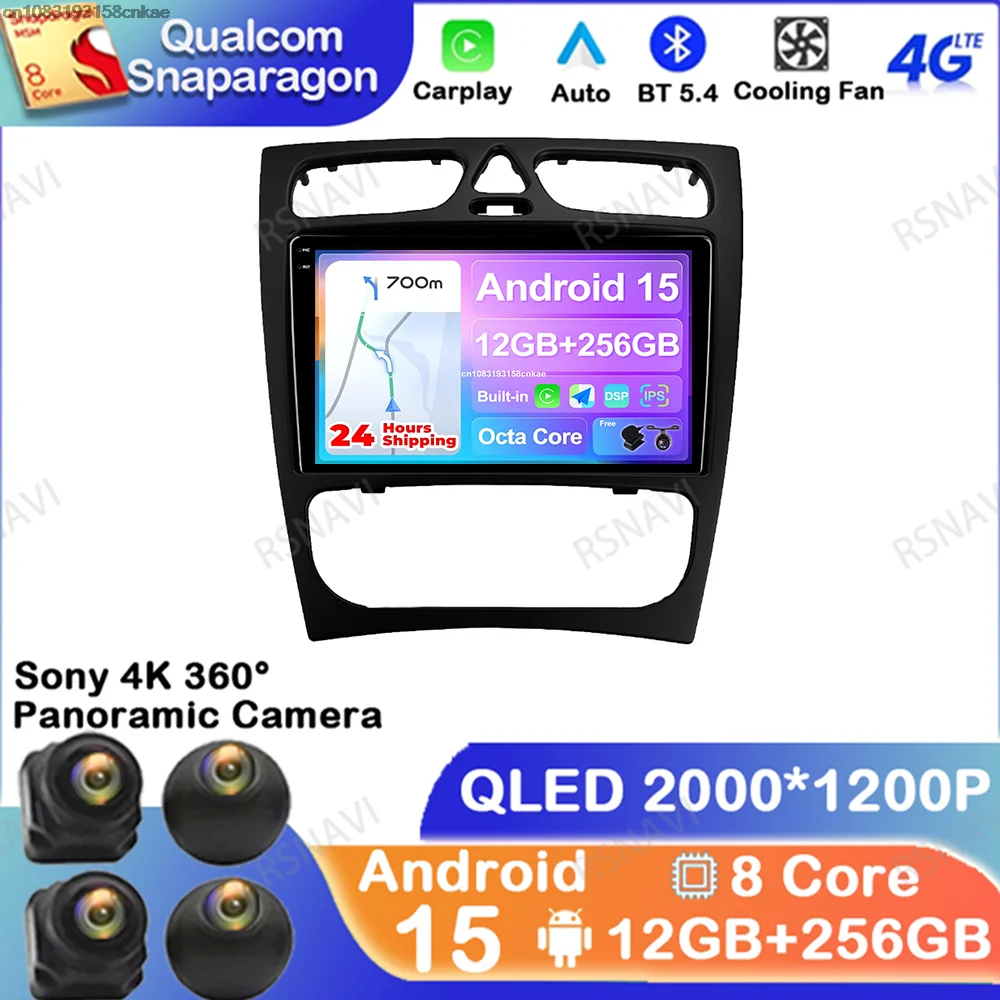 

Android 15 для Mercedes Benz C-Class W209 C200 C320 C350 CLK W203 2002-2005 QLED DVD 4G LTE GPS-навигация Стерео Viedo Player