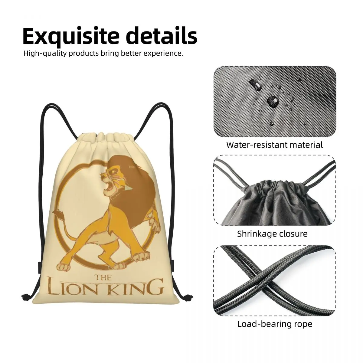 The Lion King Mufasa Rugzak met trekkoord Gym Sport Sackpack Cartoon String Bags voor wandelen