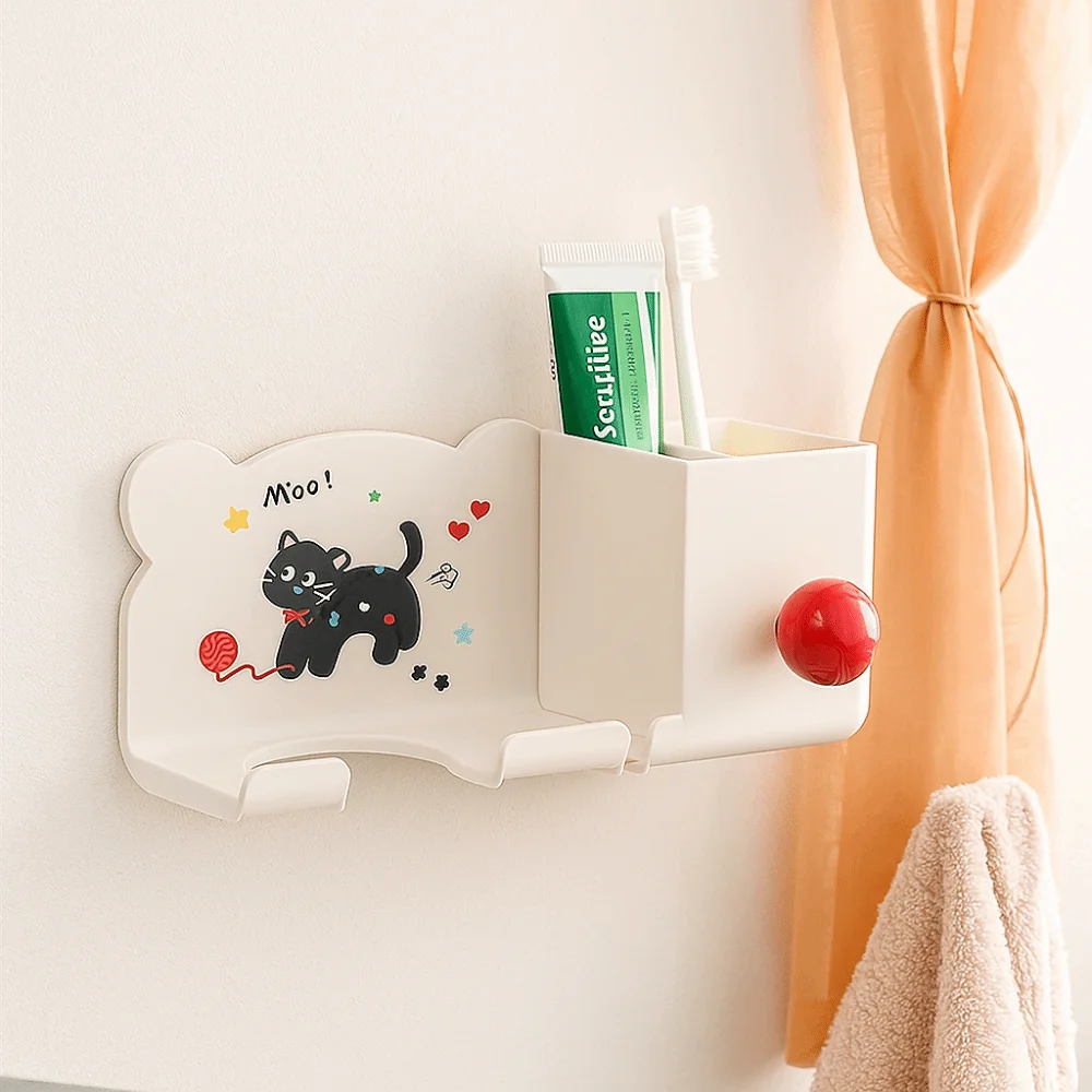 

Cartoon Hair Dryer Storage Rack Plastic Thickened Hair Dryer Holder Cylinder Design Waterproof Bathroom Storage Bracket