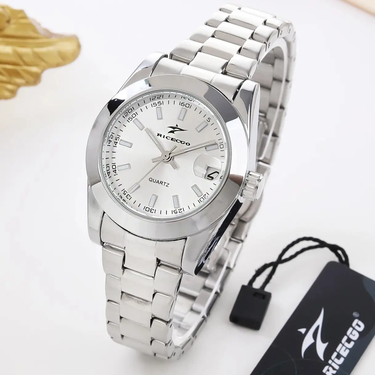 

Простые деловые кварцевые часы, браслет из нержавеющей стали с водонепроницаемым дизайном, стильный и элегантный циферблат с календарем, универсальный