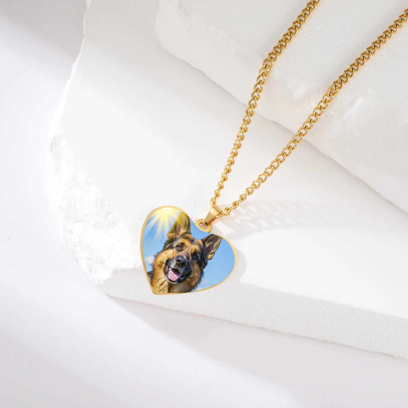 COOLTIME Benutzerdefinierte Herz Bild Halskette Edelstahl Personalisierte Anhänger Druck Foto Halskette Schmuck Großhandel – Detail 7